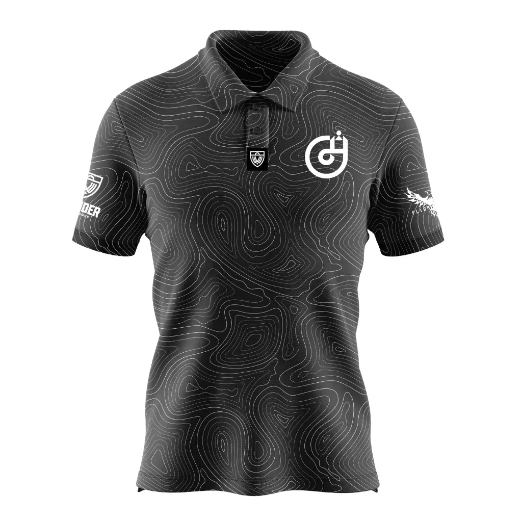 Wander Disc Golf - Calvin Heimburg 2024 - Charcoal Topographic Polo 1