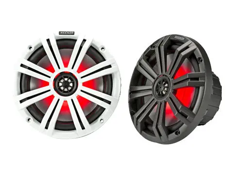 Kicker Km84l 8" White Or Charcoal Marine Speakers With Rgb Led Lights 1