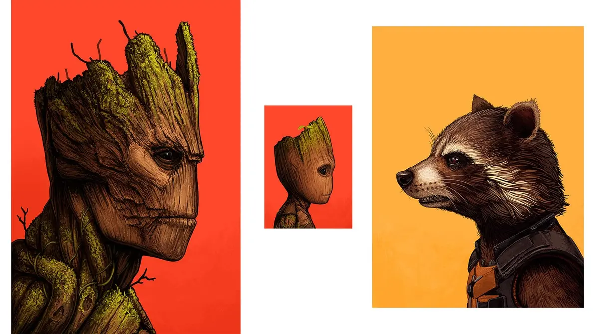 Guardians Portrait Set: Baby Groot, Groot & Rocket 1