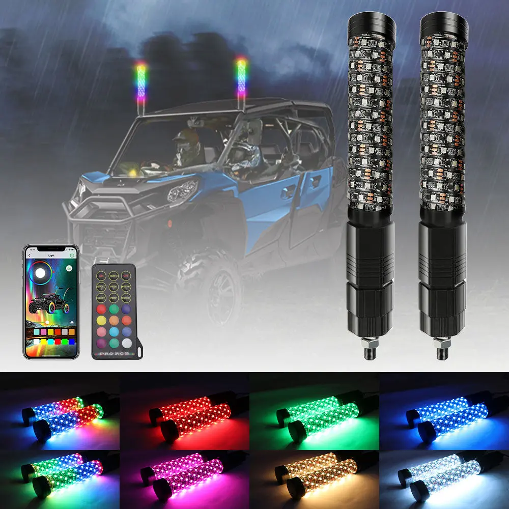 1Ft Rgbw Whip Lights 1.75" Diameter With App+Remote Controller 1