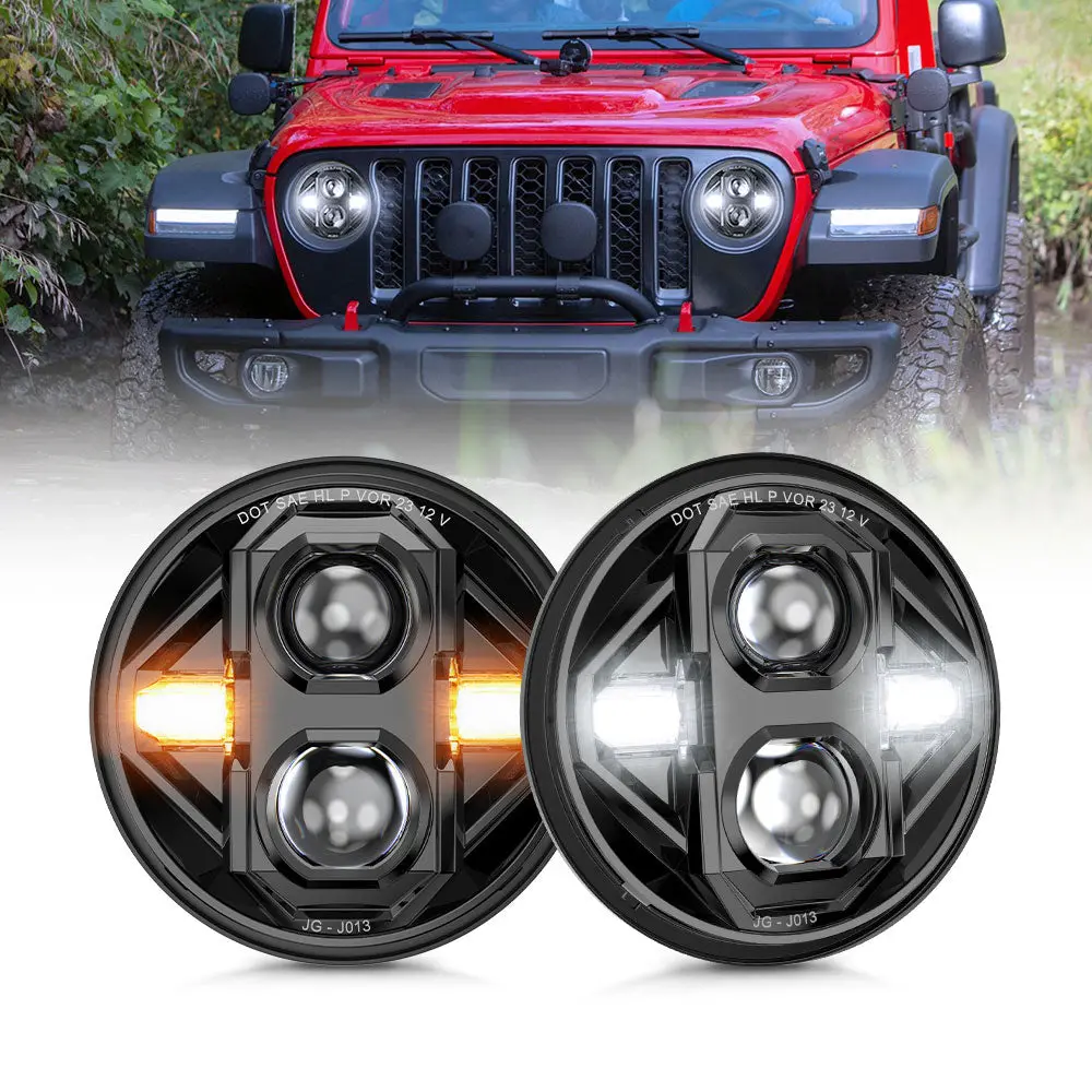 New 7Inch Dot Approved Round Led Headlights With Cutoff Line(Set/2Pcs) 1
