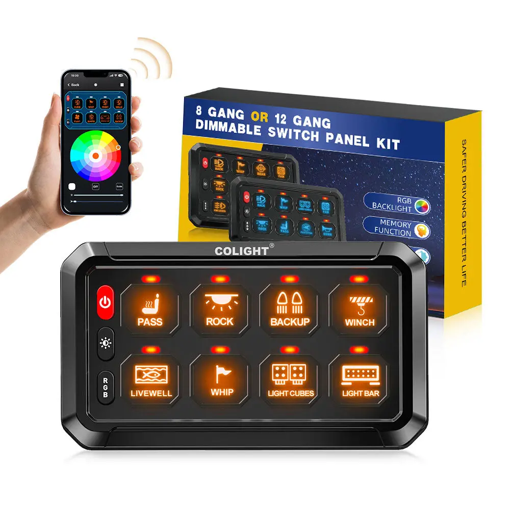 New 8 Gang Rgb Switch Panel System With Acc Wire And App Control 1