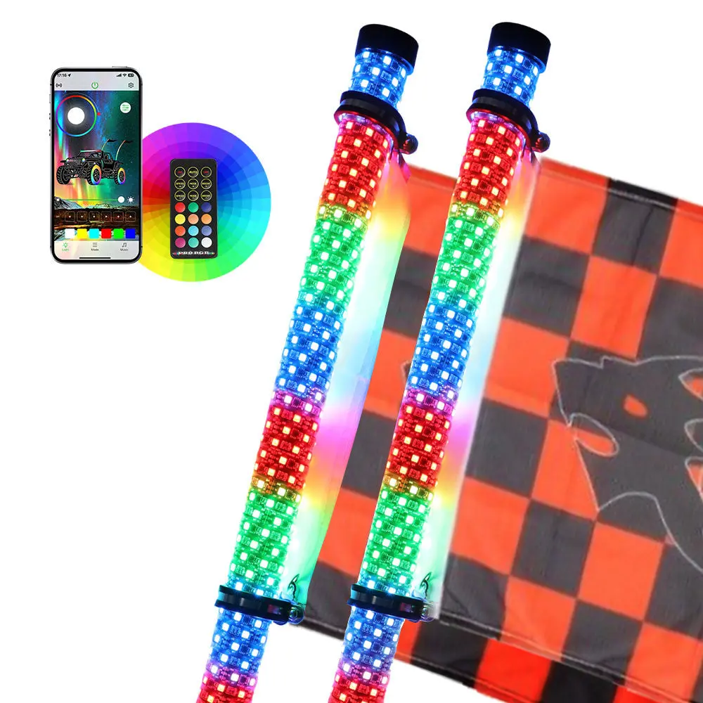 3Ft Rgbw Whip Lights 1.75" Diameter With App+Remote Controllor 1