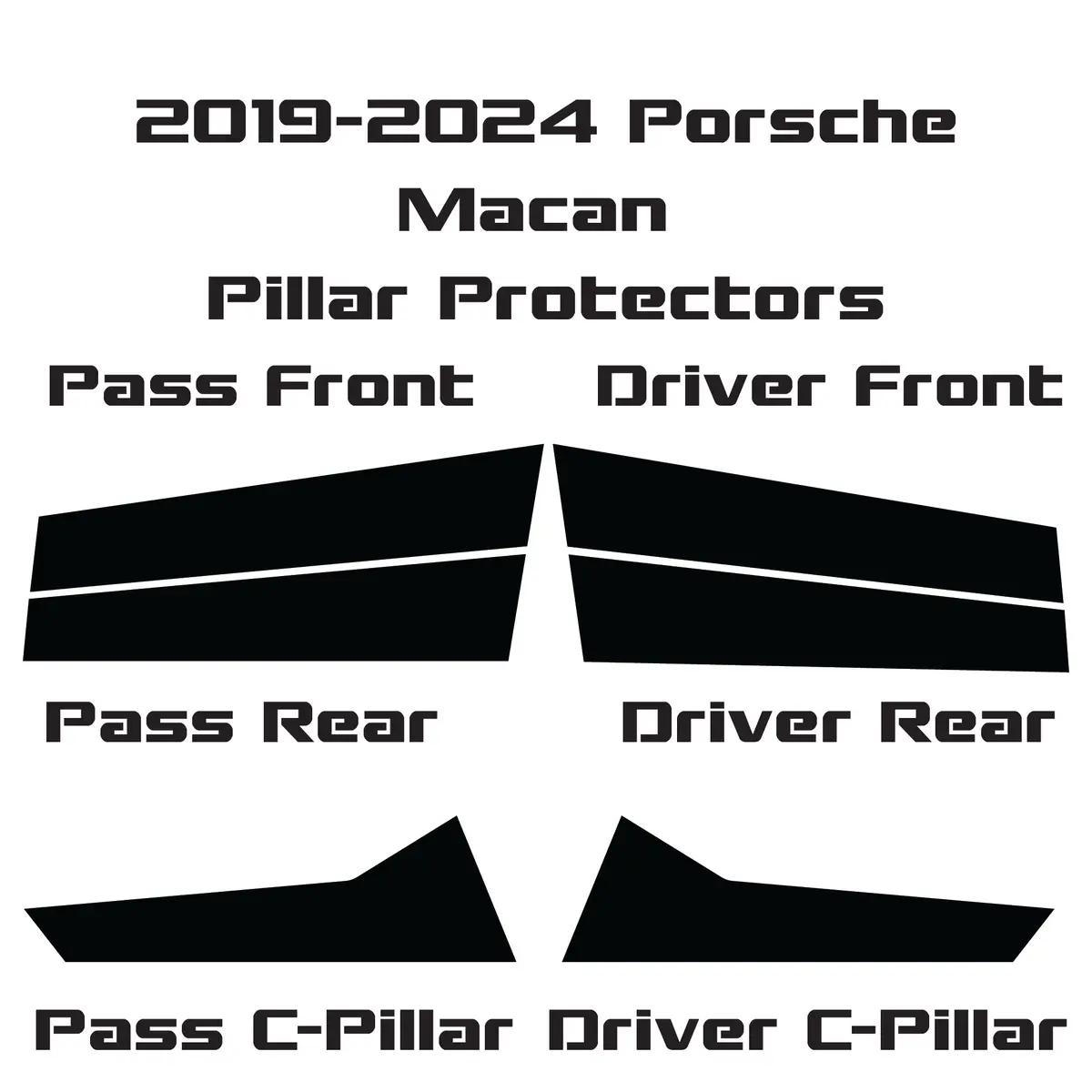 2019-2025 Porsche Macan | 6 Piece (B And C Pillars) | Gloss Black Ppf | Pillar Protector Kit 1