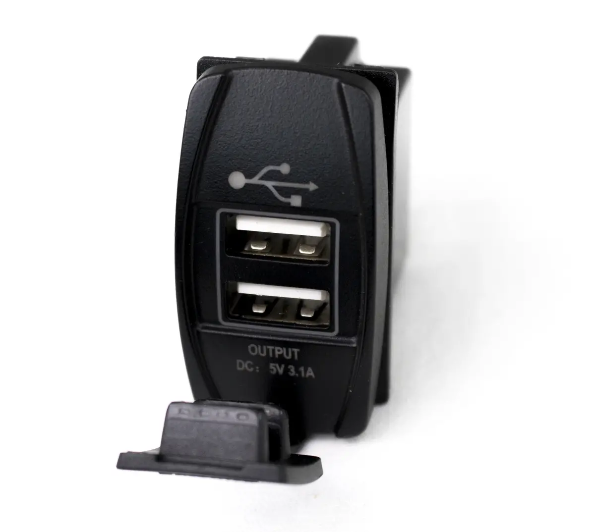 Led Rocker Switch 2-Port Usb Charge Panel W/ White Or Blue Lighting 1