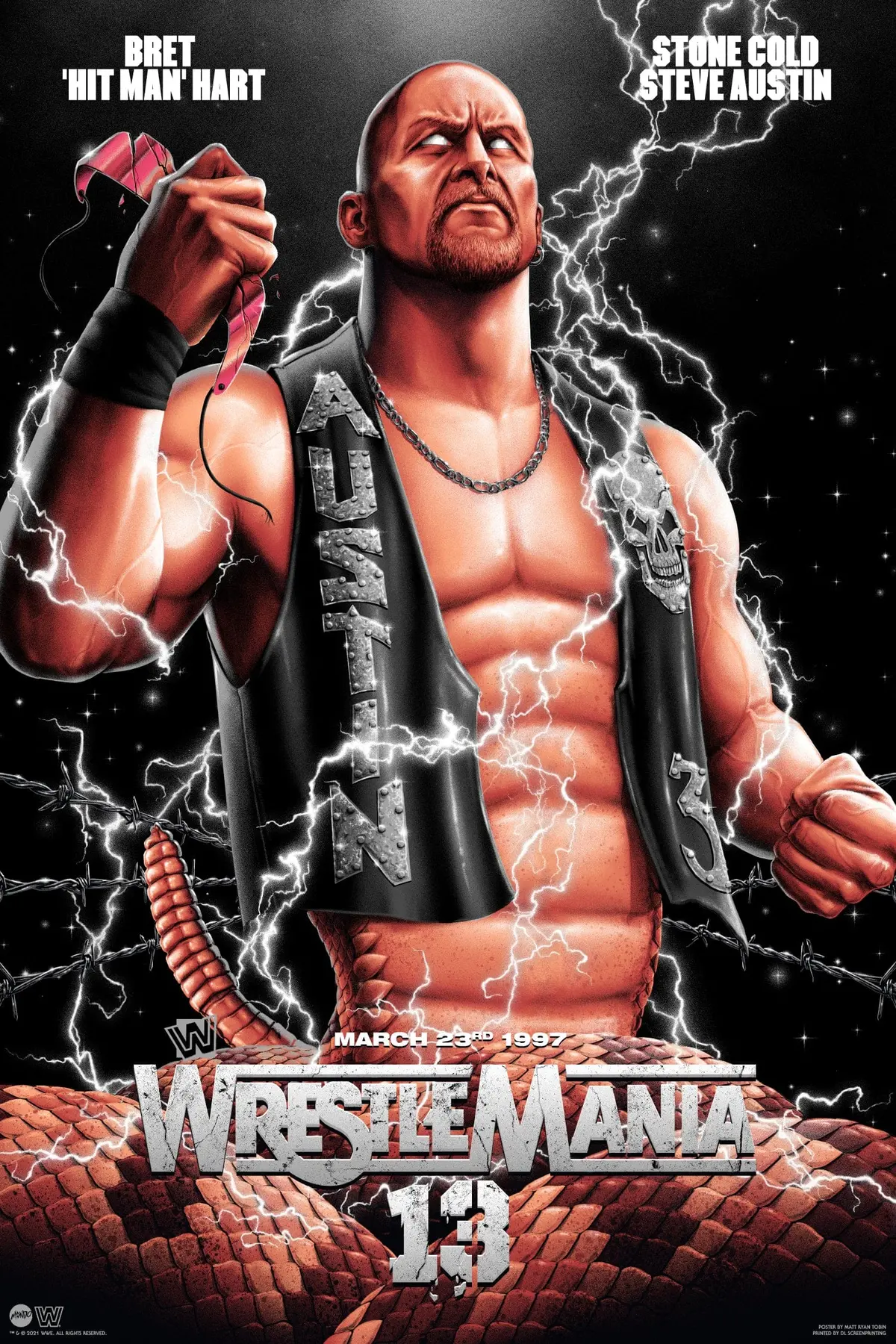 Wrestlemania 13: Stone Cold Steve Austin Vs Bret Hart Variant Poster 1