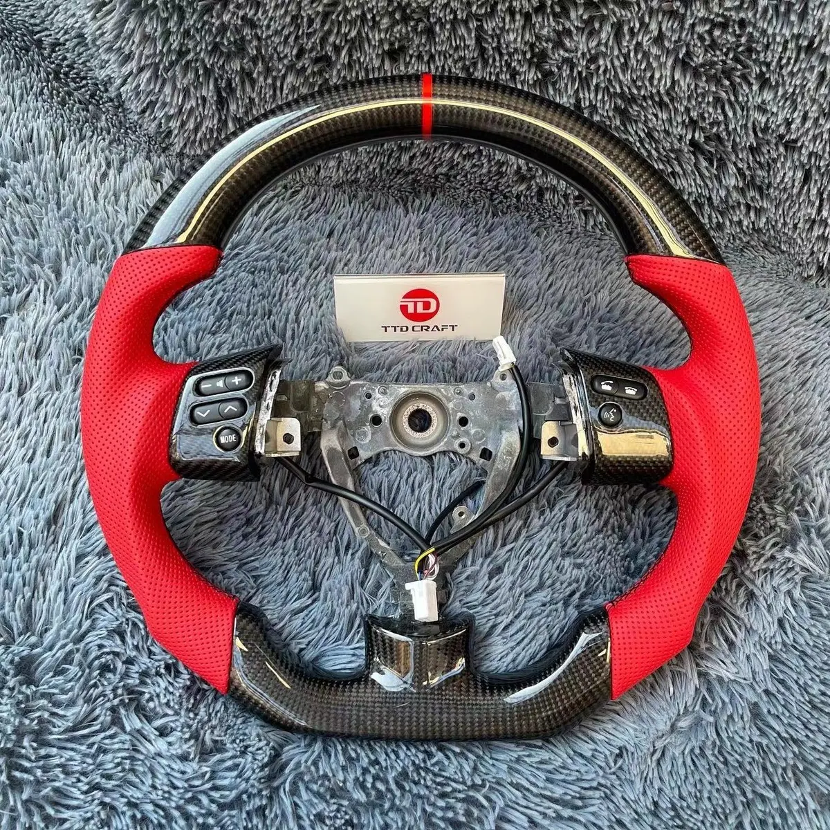 Toyota Fj Cruiser Carbon Fiber Steering Wheel With Red Leather |Ttd Craft 1