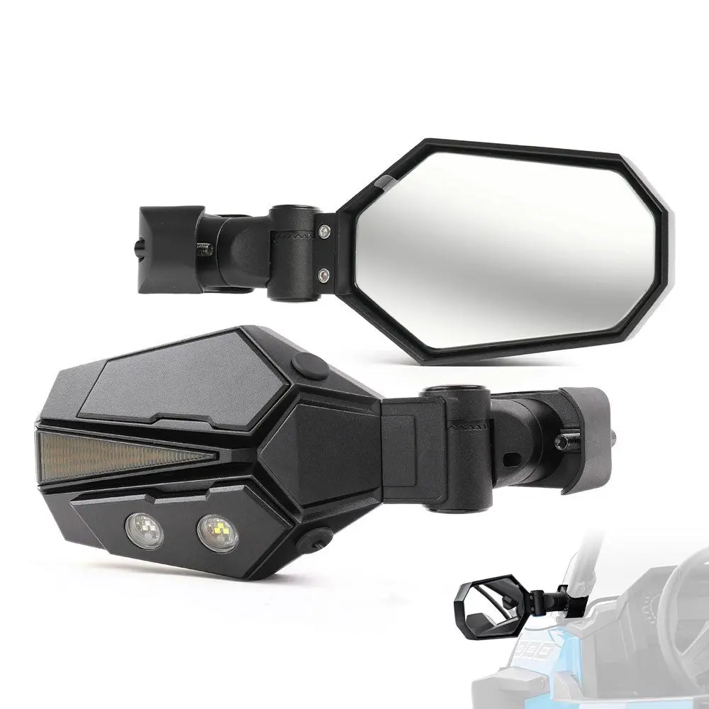 Utv Side View Mirrors With Amber Turn Signal Lights For 1.5-2 Inch Rollbar 1