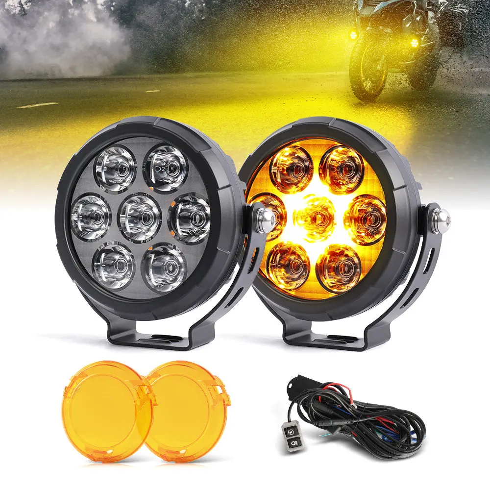 Upgraded 4.5Inch D07 Pro Series Motorcycle Lights With Amber Backlight(Set/2Pcs) 1