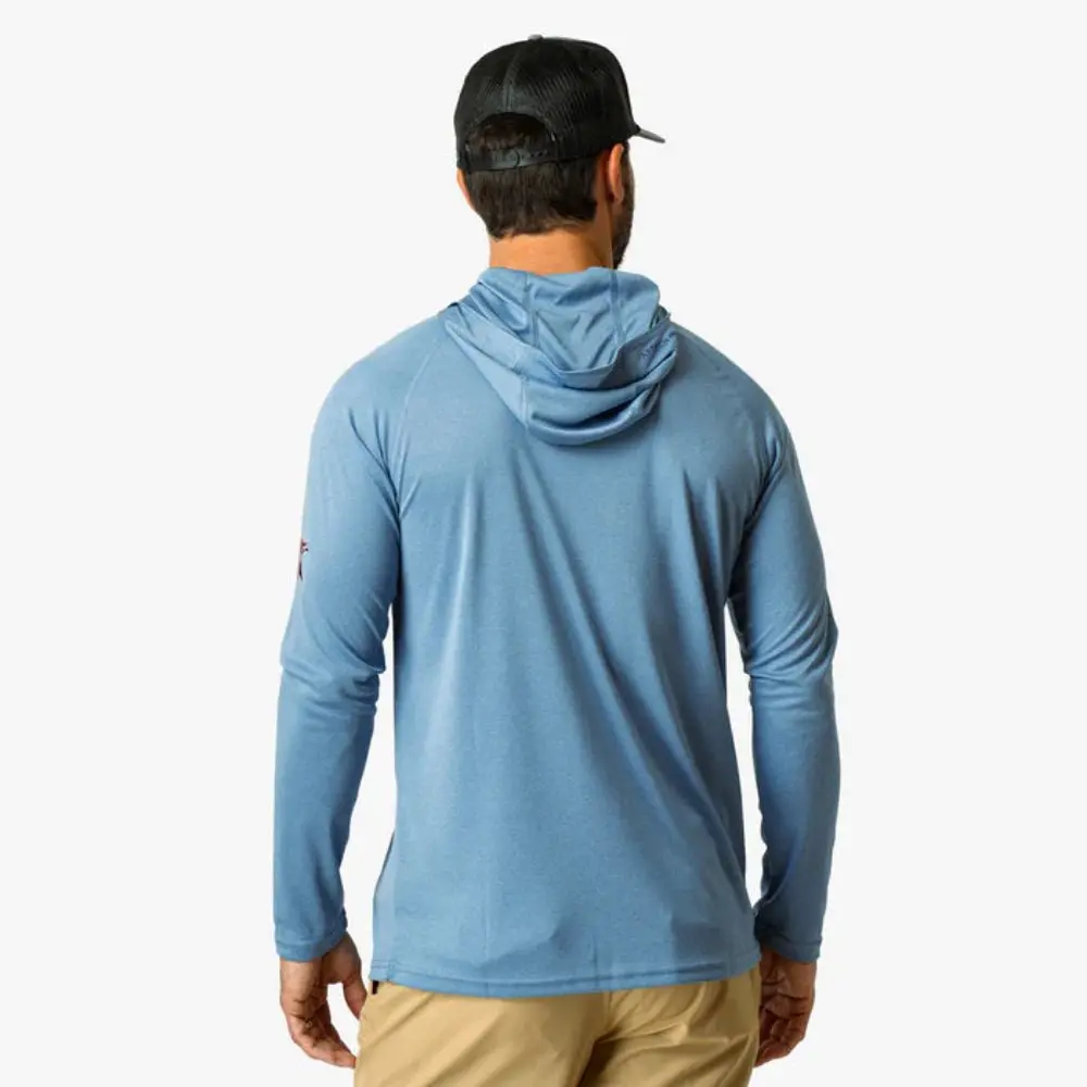 Aftco Jason Christie Hooded Ls Performance Shirt - Blue Shadow Heather 4