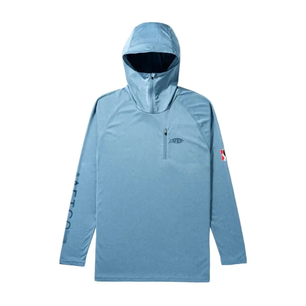 Aftco Jason Christie Hooded Ls Performance Shirt - Blue Shadow Heather 1
