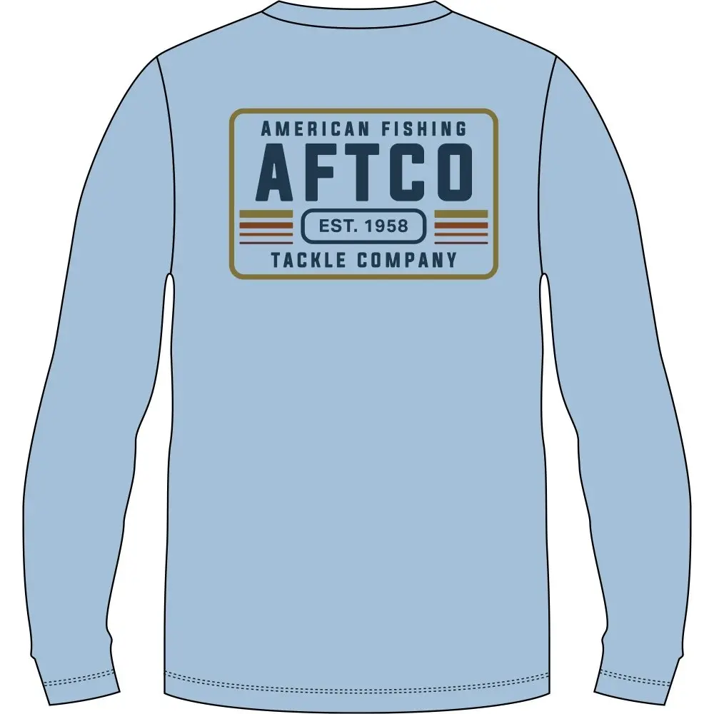 Aftco License Plate Uvx Performance Shirt - Airy Blue Heather 1
