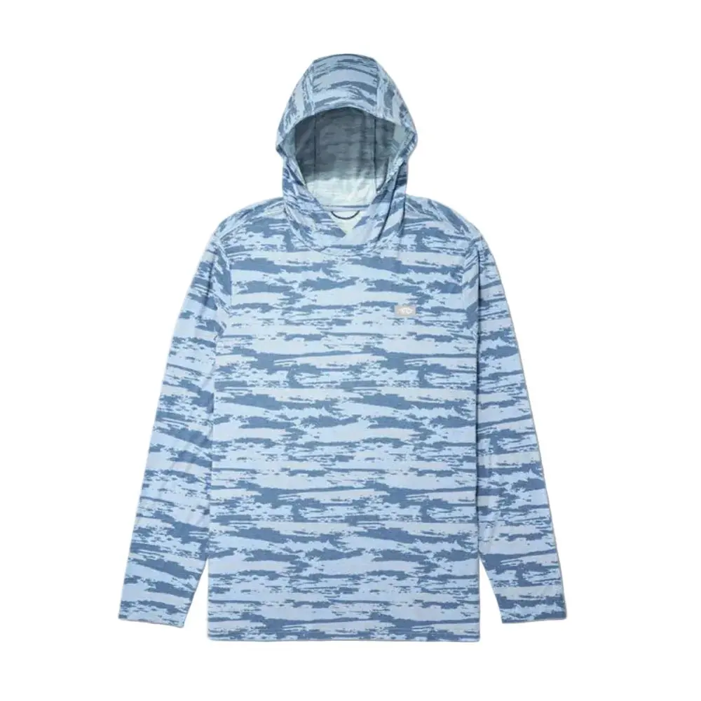 Aftco Ocean Bound Hooded Performance Shirt - Blue Shoreline Camo 1