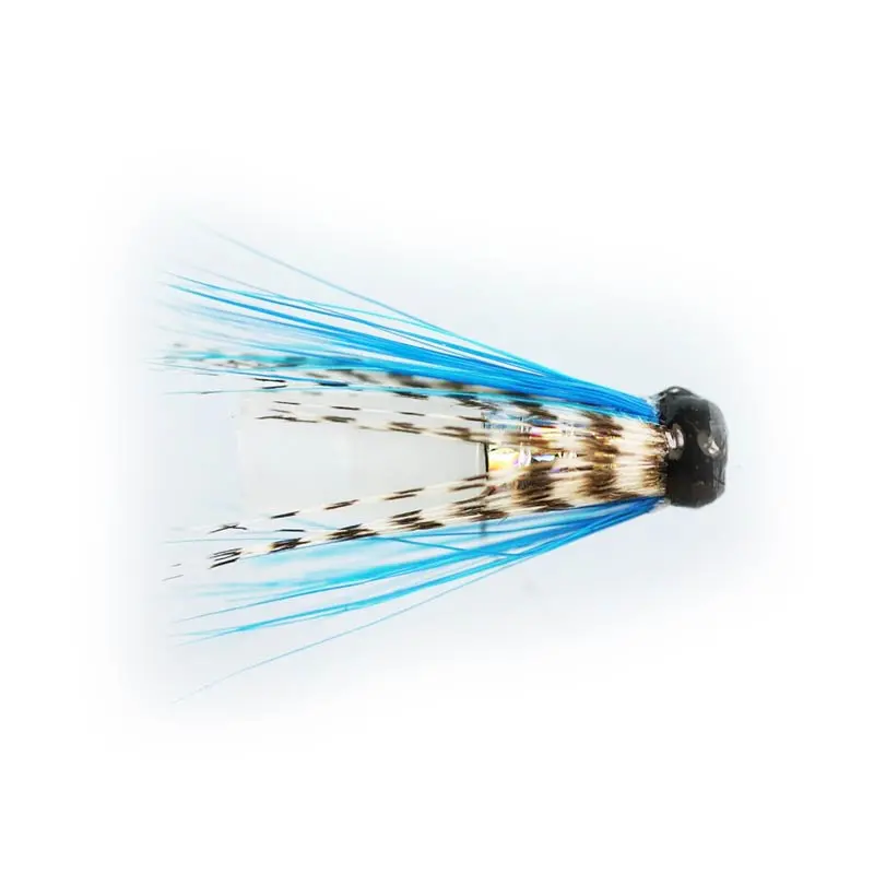 Caledonia Teal Blue & Silver Riffle Hitch Tube Fly 1