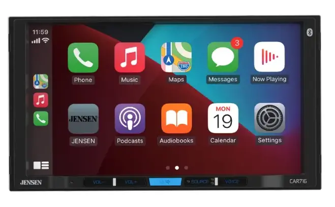 Jensen Car 716 7" Double-Din Radio, Mechless, Apple Carplay, Android Auto 1