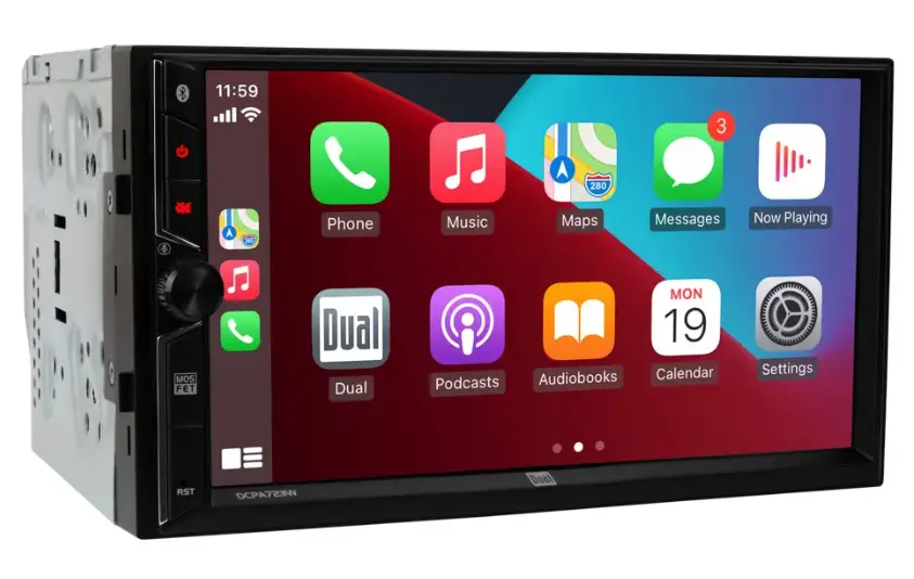 Dual Dcpa723w 7" Double-Din Radio, Mechless, Wireless Apple Carplay, Android Auto 1