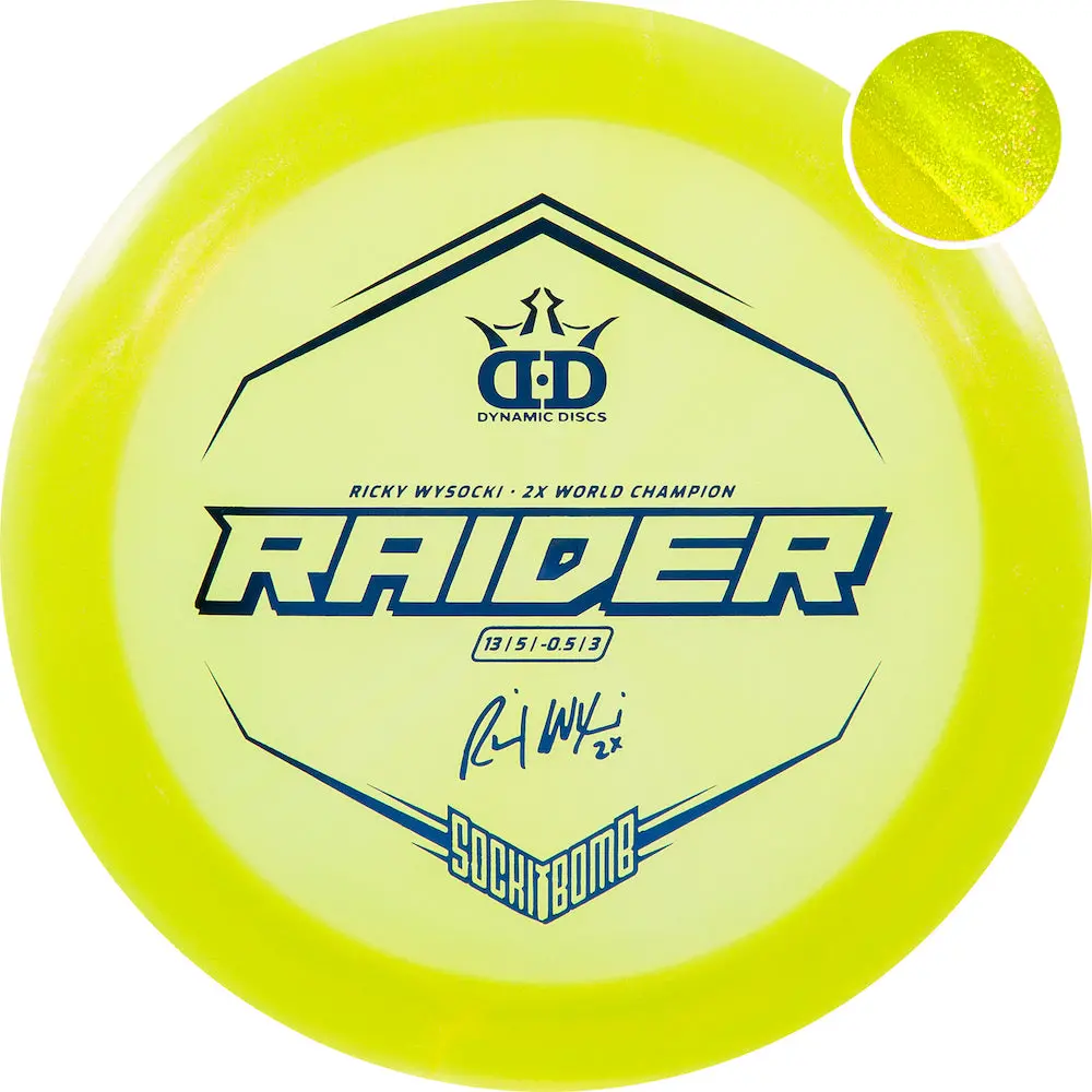 Dynamic Discs Lucid Ice Glimmer Raider Ricky Wysocki Sockibomb Stamp 1