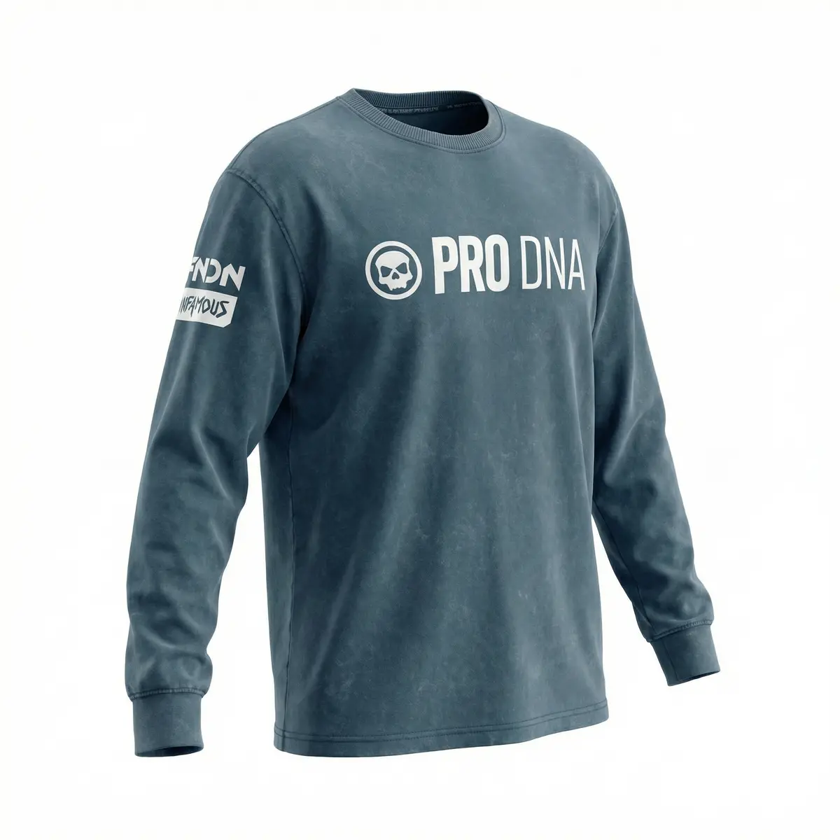 Stone Washed Long Sleeve Shirt - Steel Blue 1