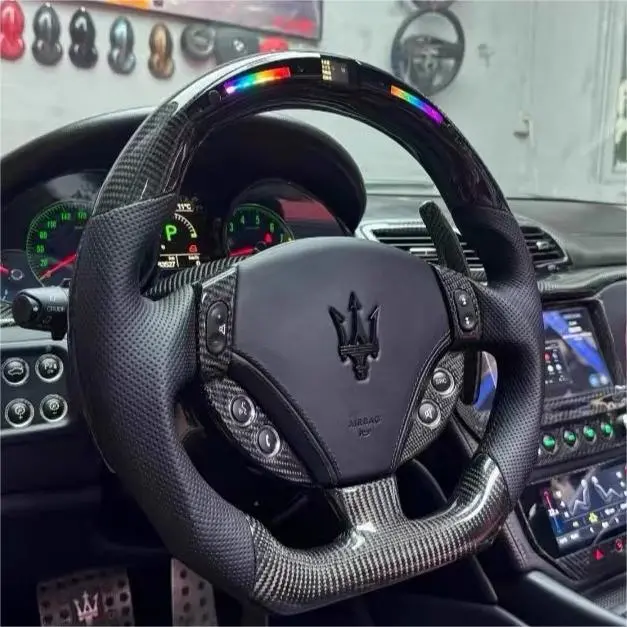 Led Carbon Fiber Steering Wheel Maserati Quattroporte Granturismo 2003-2014  |Ttd Craft 1