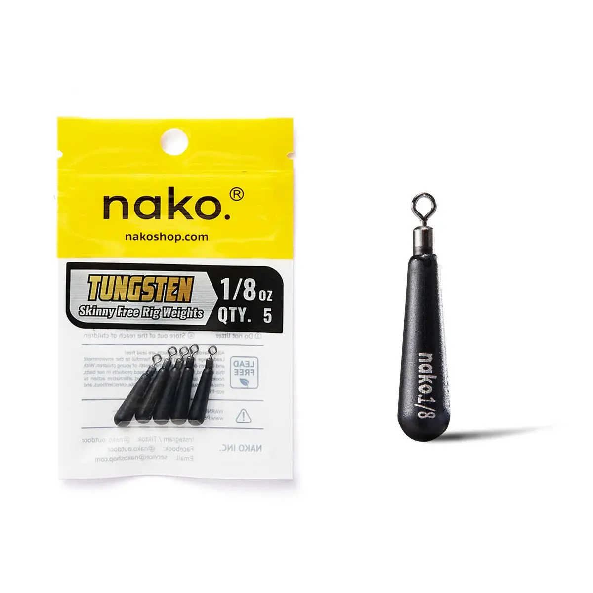 Nako Skinny Free Rig Tungsten Weights 1