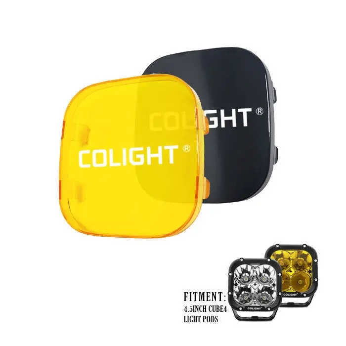 (Set/2Pc)Proctive Cover For 4.5 Inch Cube4 Series Spot Offroad Driving Light-Yellow/Black 1