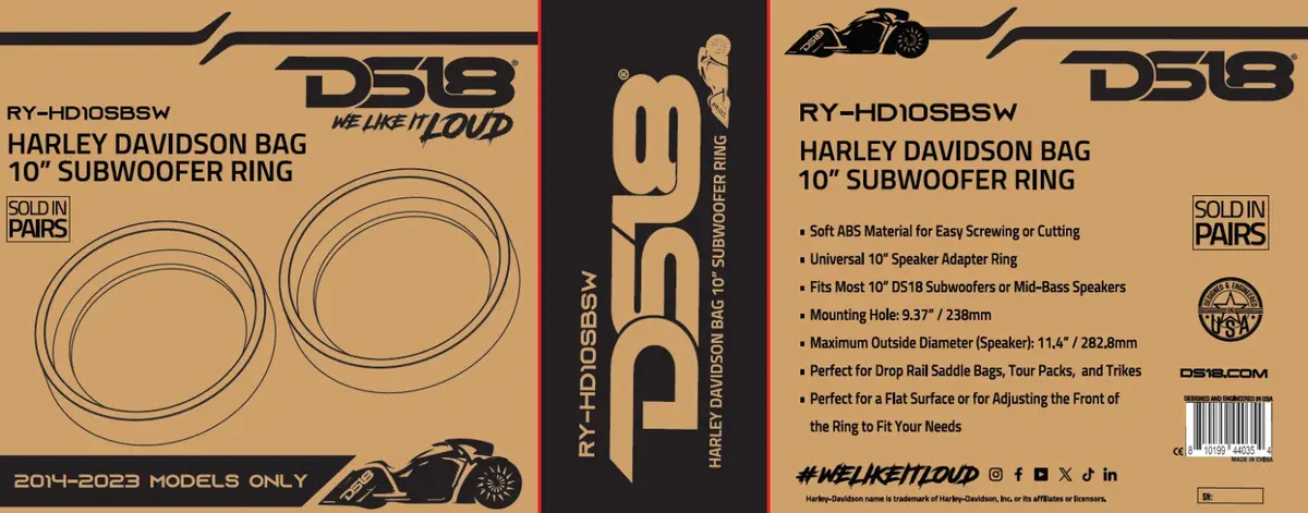 Ds18 Ry-Hd10sbsw Harley Davidson Bag 10" Subwoofer Rings 1