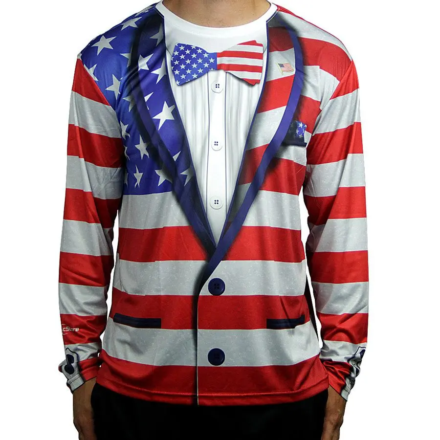 American Flag Full Sub Tuxedo Long Sleeve Jersey 1