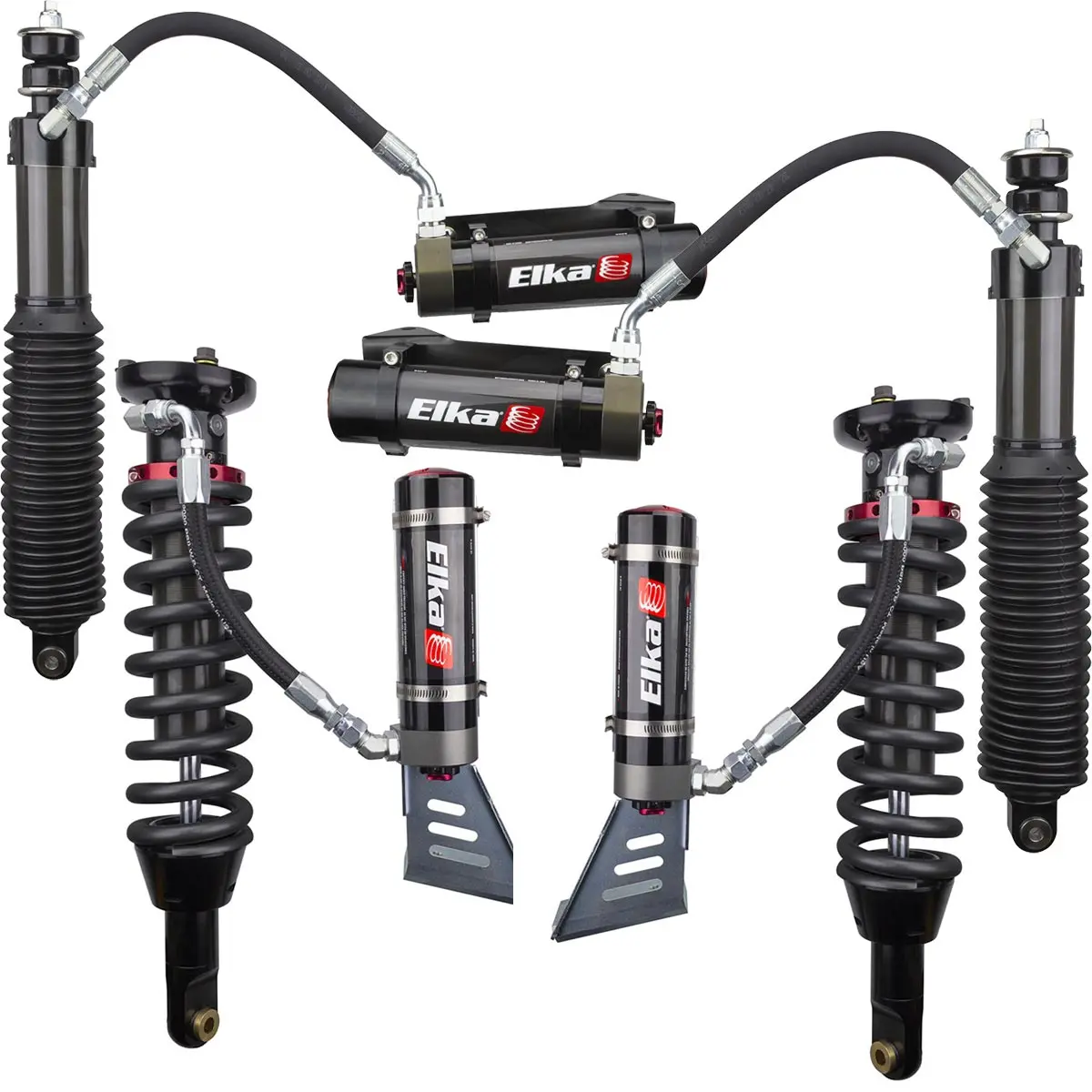 2010-2014 Toyota Fj Cruiser Elka 2.5 Dc Reservoir Front & Rear Shocks Kit - Uca Or Lift Kit 1