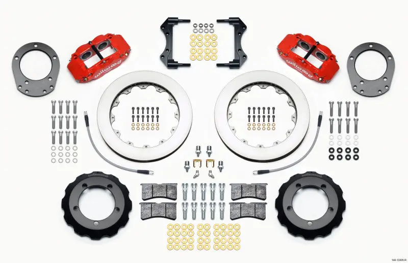 Wilwood Narrow Superlite 4R Front Brake Hat Kit – 12.88 Inch, Red Finish, Compatible With 1976–1977 Ford Bronco Dana 44 Axle 1
