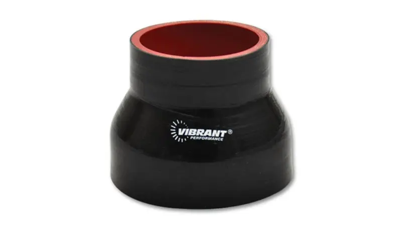 Vibrant 4 Ply Reinforced Silicone Transition Connector - 3.25In I.D. X 3.5In I.D. X 3In Long (Black) 1