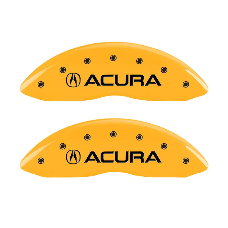 Mgp Engraved Caliper Covers For Acura – Front And Rear, Yellow Finish With Black Accents 1