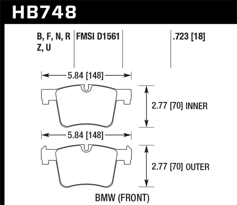 Hawk Hps Performance Front Brake Pads For 2013–2014 Bmw 328I, 328I Xdrive, 428I, And 428I Xdrive 1