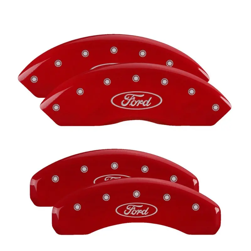 Mgp Engraved Caliper Covers – Full Front & Rear Set, No-Bolt Installation, Red Finish With Silver Accent 1