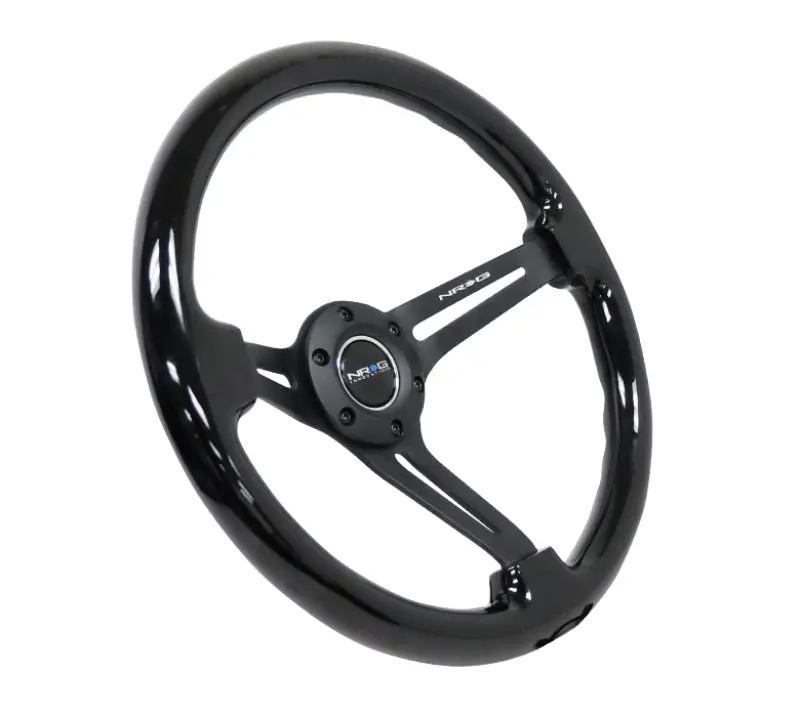 Nrg Reinforced Steering Wheel (350Mm / 3In. Deep) Blk Wood W/Blk Matte Spoke/Black Center Mark 1