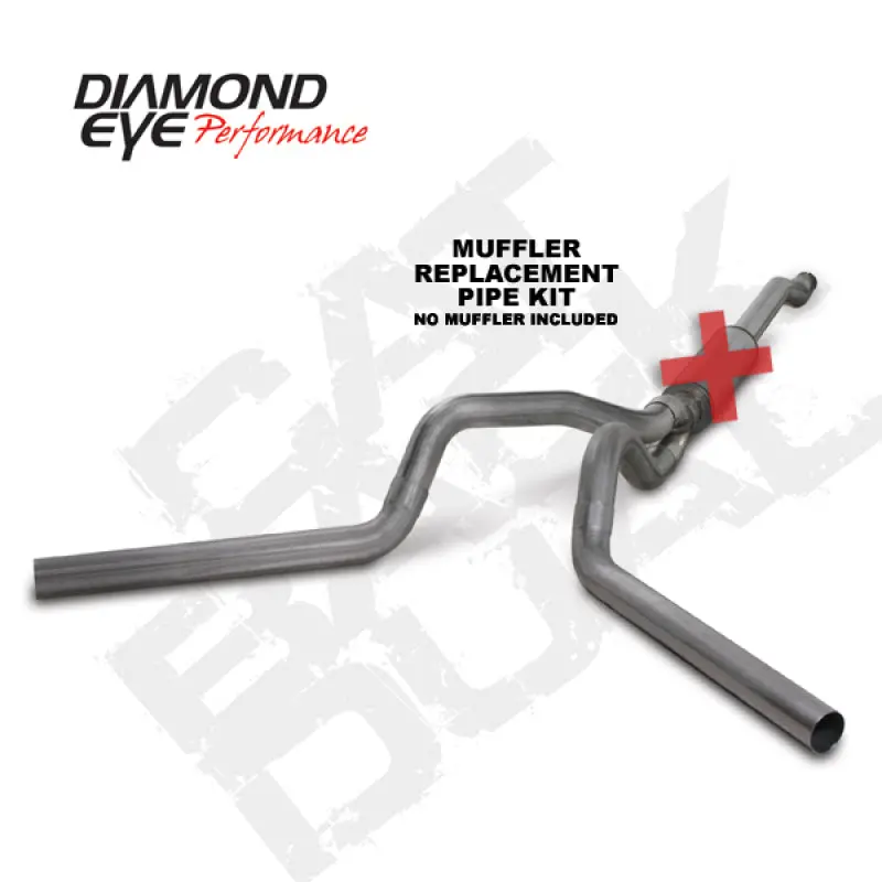 Diamond Eye 4-Inch Dual Exhaust Replacement Pipe Kit – Stainless Steel, Fits 2003–2007 Ford 6.0L F-250/F-350 1