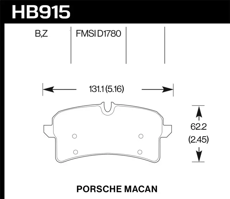 Hawk Performance Ceramic Rear Brake Pads For 2016–2018 Porsche Macan 1