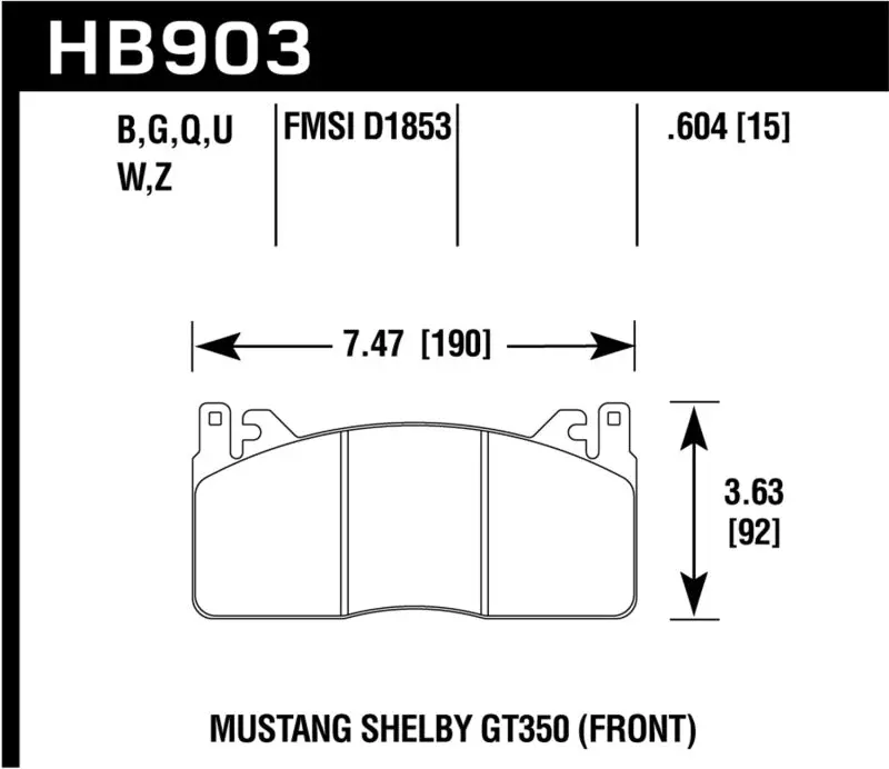 Hawk Er-1 Front Brake Pads For 2020 Ford Mustang Shelby Gt350 5.2L 1