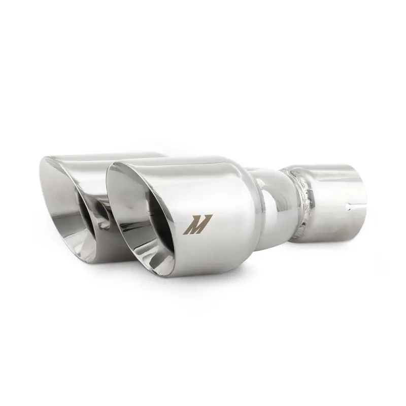 Mishimoto Dual Offset Exhaust Tips – 2.5" Inlet, 3" Outlet, Slash-Cut Polished Finish 1
