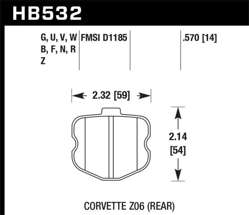 Hawk Er-1 Motorsports Rear Brake Pads For 2010–2013 Chevrolet Corvette Grand Sport 1