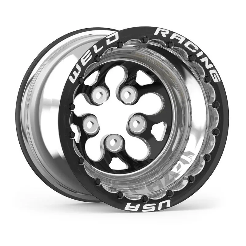 Weld Alpha-1 Beadlock Wheel – 15X12 Inch, Black Finish, 5X4.75 Bolt Pattern, 4-Inch Backspace, Double-Beadlock Mt Design 1