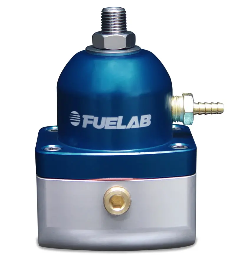 Fuelab 515 Adjustable Carburetor Fuel Pressure Regulator – 4–12 Psi, Dual -10An Inlets, Single -6An Return (Blue) 1