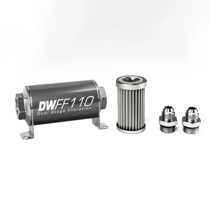 Deatschwerks 8An Stainless Steel Inline Fuel Filter Housing Kit – 5-Micron Filtration, 110Mm Length 1