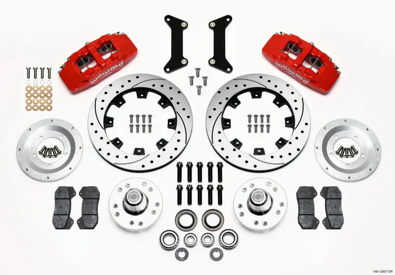Wilwood Dynapro 6-Piston Front Hub Kit – 12.19" Drilled Rotors, Red Finish (1979–1987 Gm G-Body) 1